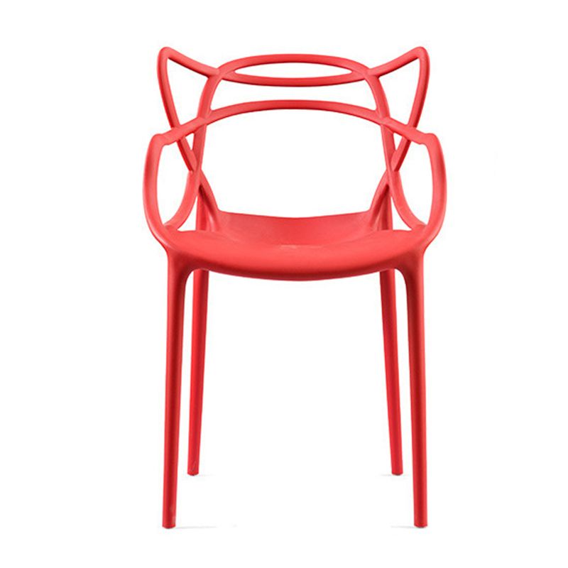 Nordic Style Arm Side Chairs Open Back Chairs with Plastic Legs for Kitchen