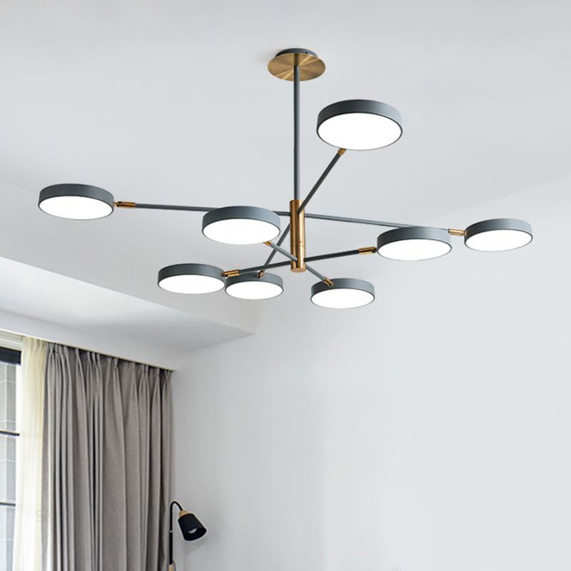 Ultra-modern Rotating Chandelier Light Fixtures Metallic Hanging Ceiling Light for Living Room