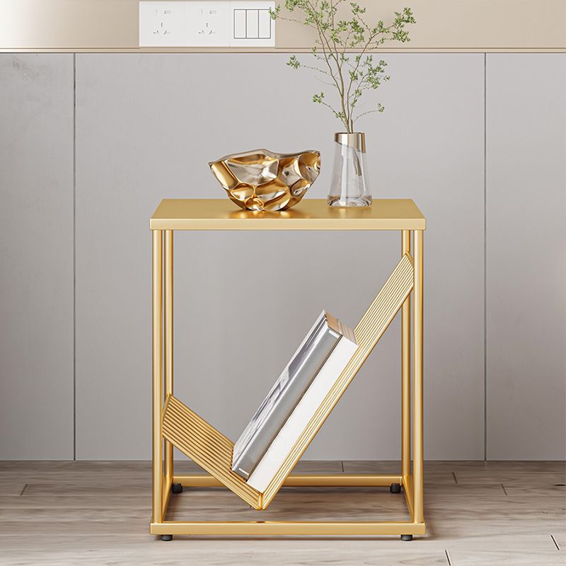 1 Shelf Glam Bedside Cabinet Metal Nightstand Open Storage Night Table ,19.7" Tall