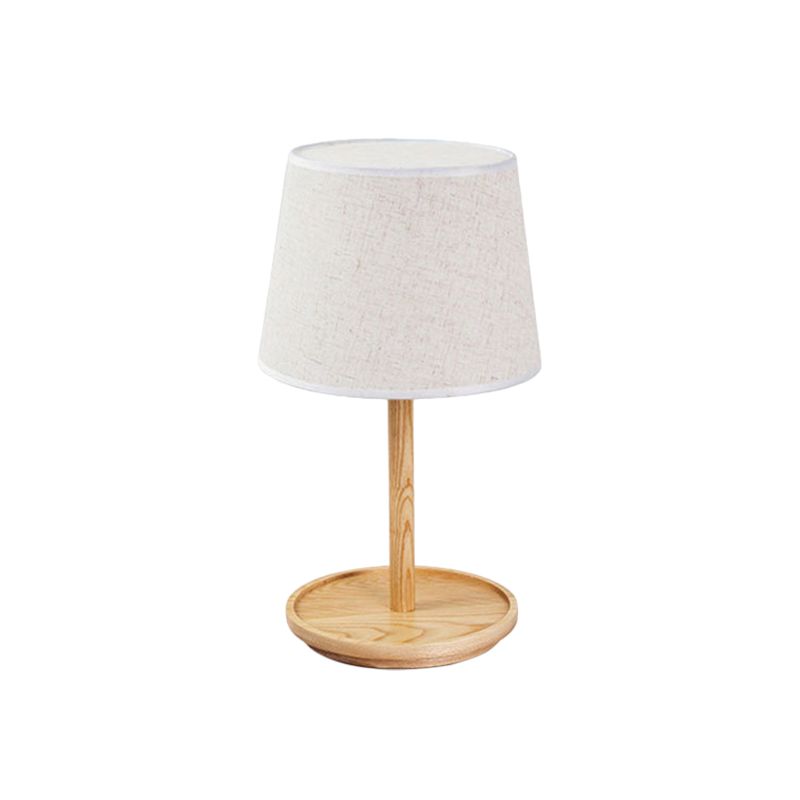Vat taaklamp modernistische stof 1 lamp wit tafellicht, ronde beige houten basis