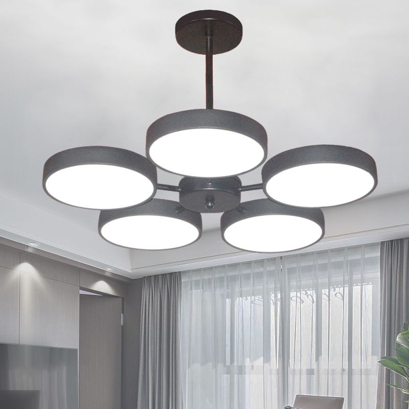 Modern Metal Chandelier Light Fixtures Round Multi-Head Suspension Pendant Lamps