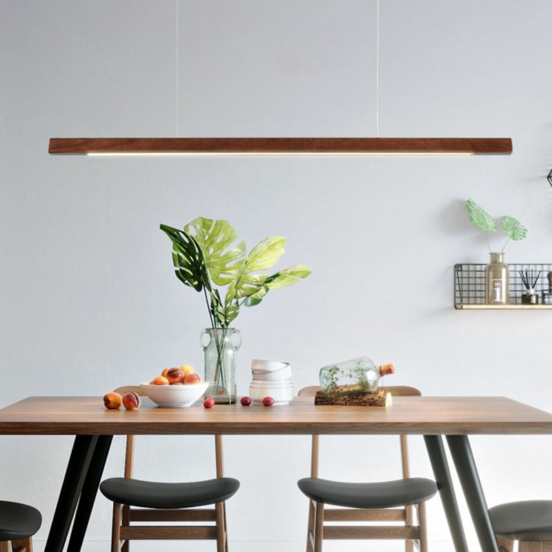Contemporary Style Linear Shape Pendant Light Wood 1 Light Pendant Lighting Fixture