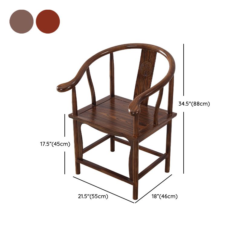 Traditional Style Arm Chair Solid Wood Slat Back Dining Chair for Home