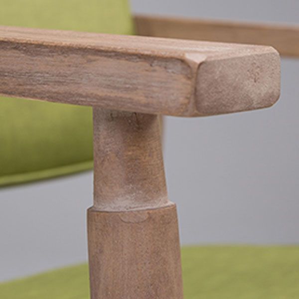 Farmhouse Rubberwood Open Arm Chair Leather Matte Finish Dining Chair