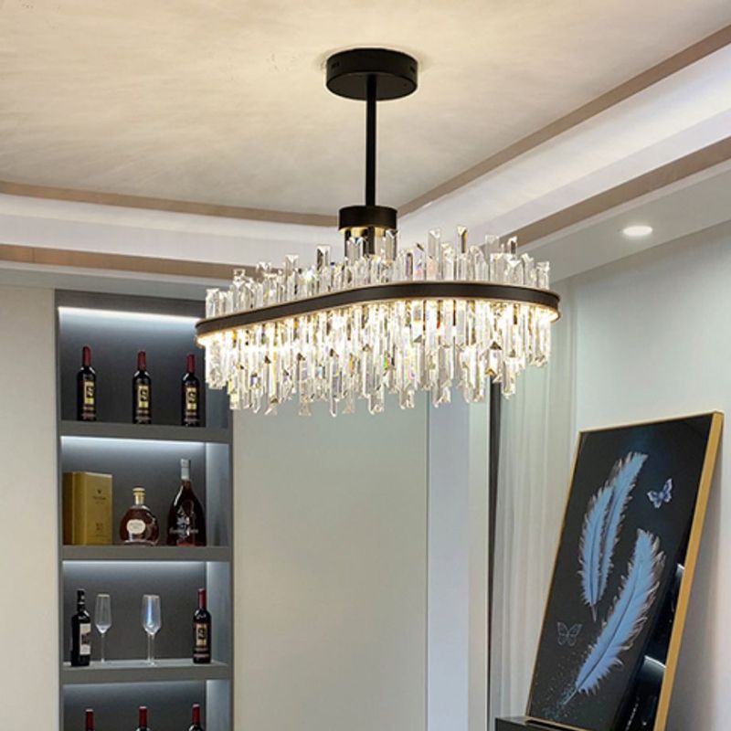 Metal Contemporary Pendant Light with Crystal Shade for Living Room