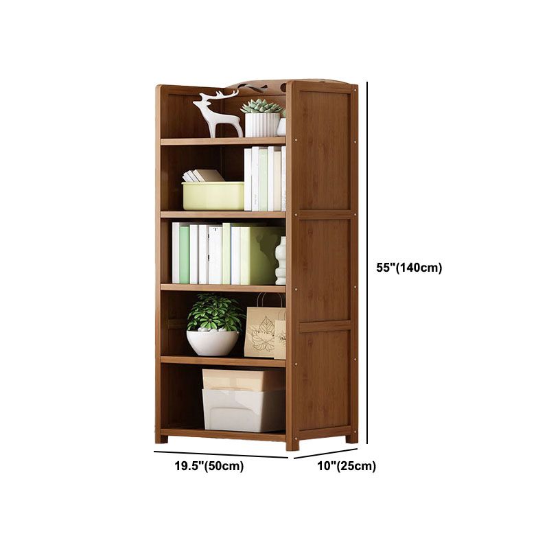 Contemporary Floor Closed Back Bookshelf Bamboo Home Shelf Bookcase