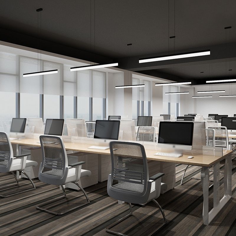 1 Light Linear Island Light Fixture Modernism Metal Island Pendant Lights in Black