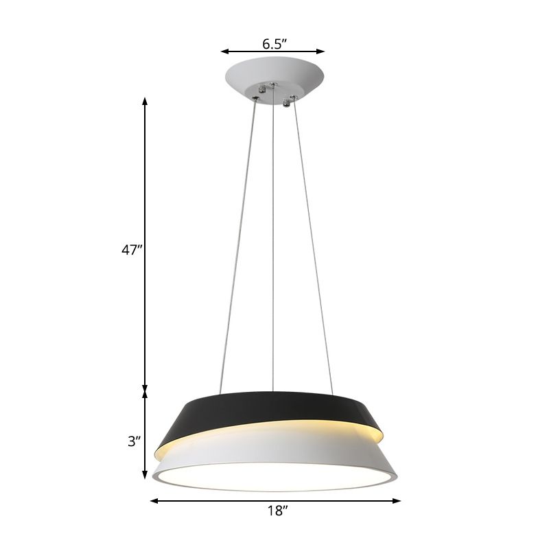 Kit de luz colgante de cono negro LED de techo colgante acrílico moderno en luz cálida/blanca