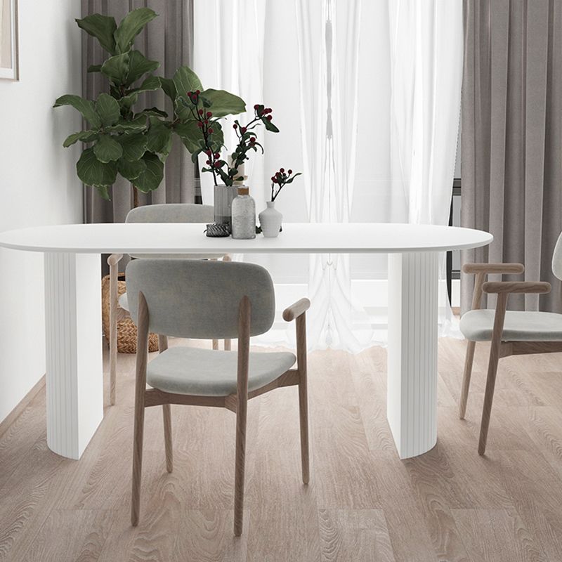Solid Wood White Dining Table Simplicity Double Pedestal Table for Dining Room