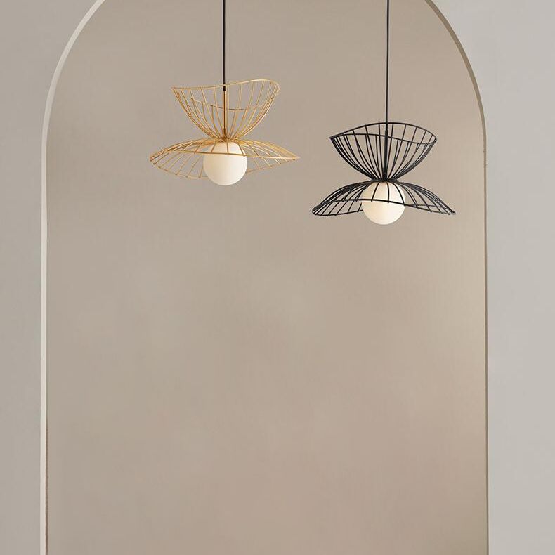 Nordic Minimalist Creative Open Cage Pendant Light Metal Suspension Light for Dining Table