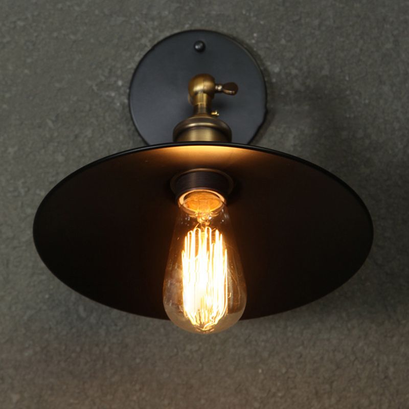 Industrial Style Wall Sconce Metal 1 Light Sconces in Black for Bedroom