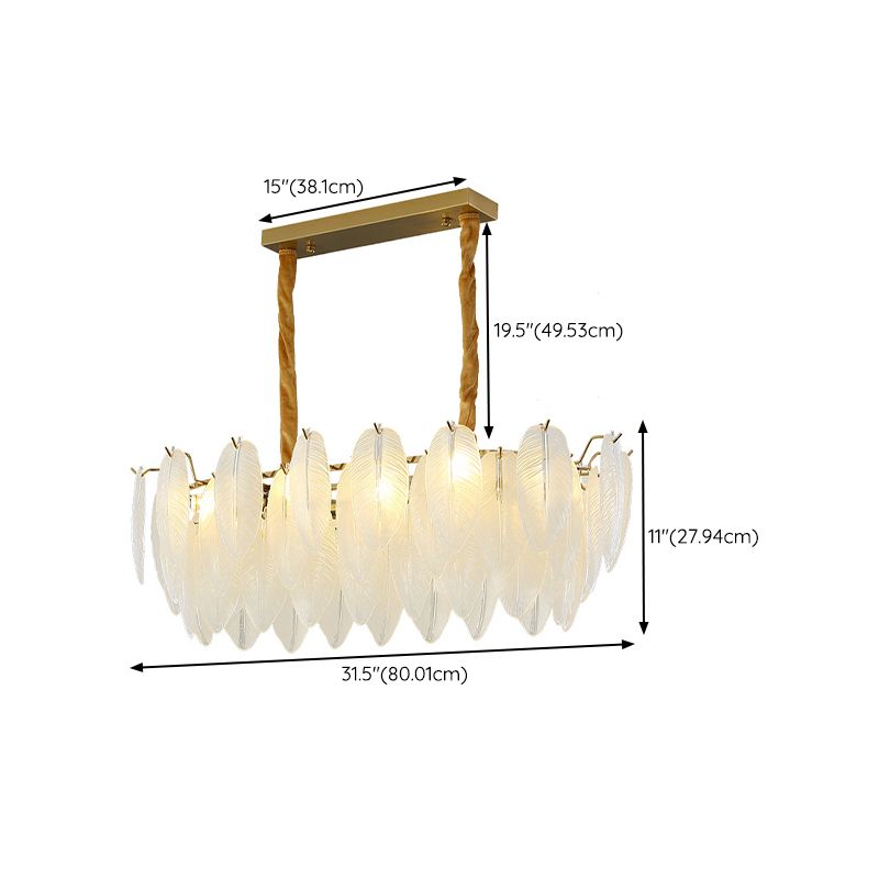 Modern Style Island Light Feather-shaped Glass Hanging Light for Dining Room