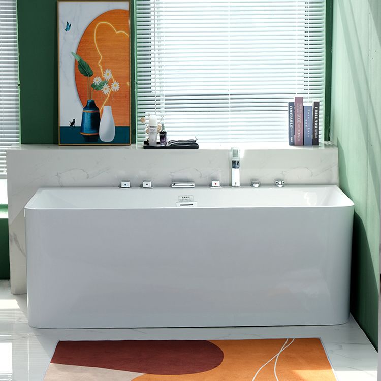 Rectangular Soaking Acrylic Bathtub Contemporary Bath Tub with Drain and Overflow Trim