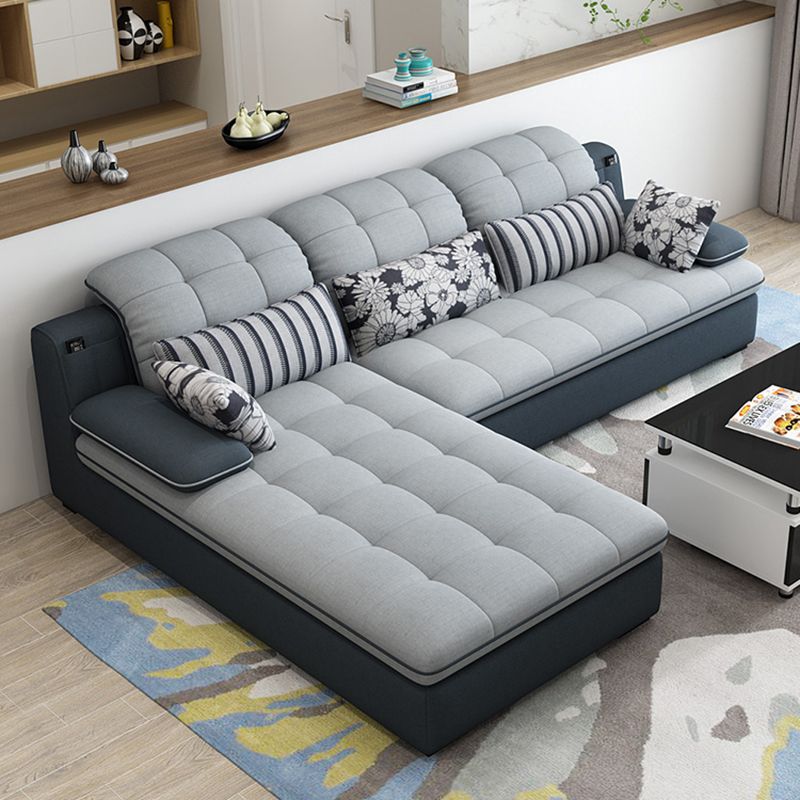 Contemporary Pillow Top Arm Sofa with Storage Bag Adjustable Backrest Sofa