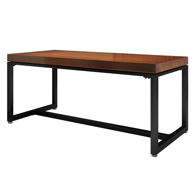 Table à manger de style industriel en bois massif table de rectangle marron avec cadre noir pour salle à manger