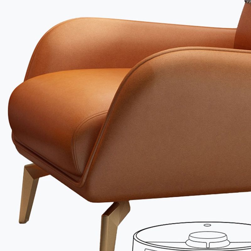 Glam Armchair Fixed Back Flared Arms Basic Four Legs Gold Base Accent Chair