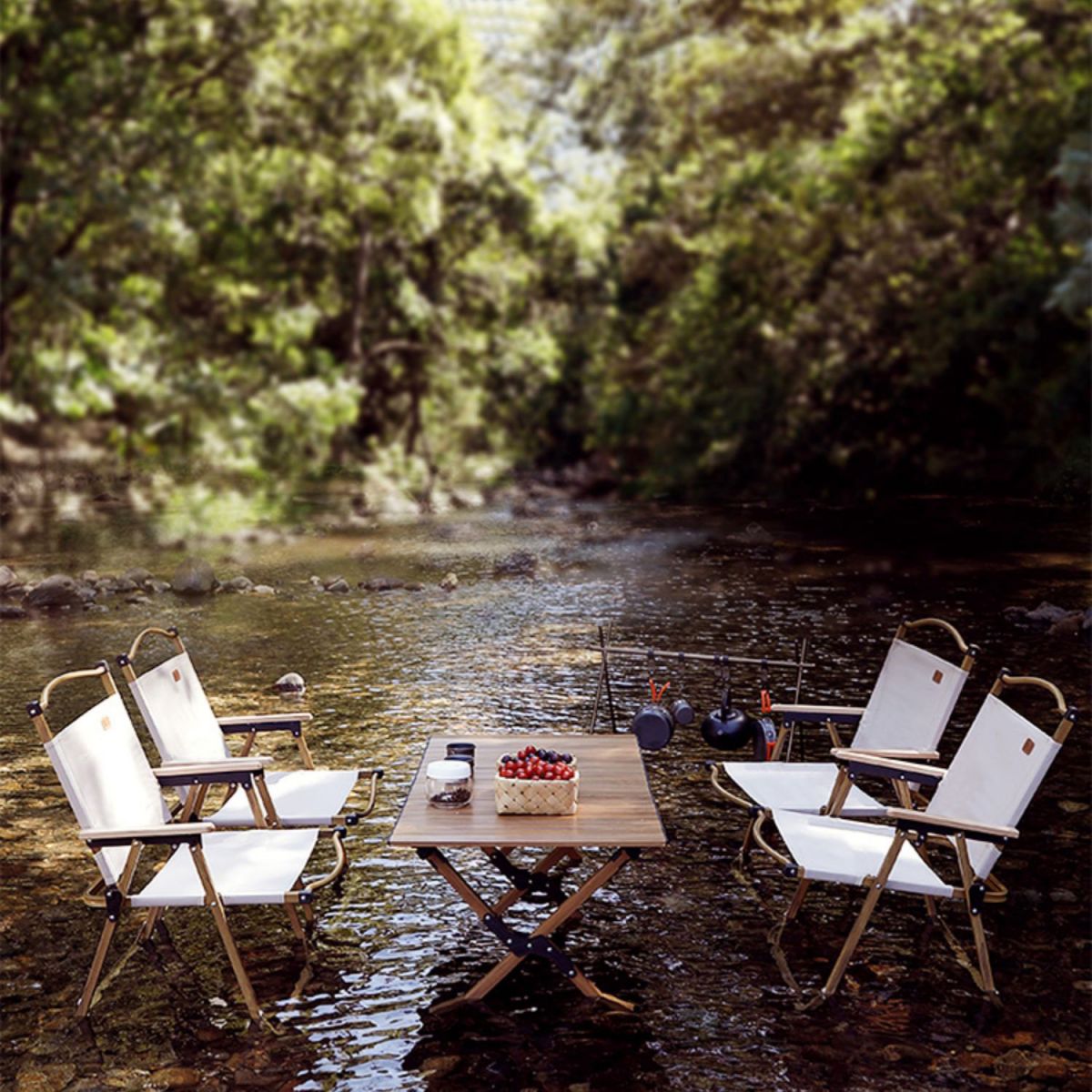 Minimalistic Rectangle Picnic Table Metal Folding Chat Table