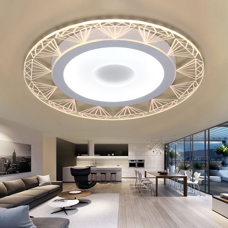 Ruitvormige plafondlamp modern acryl 8"/16,5"/20,5" brede LED woonkamer inbouwlamp in warm/wit licht