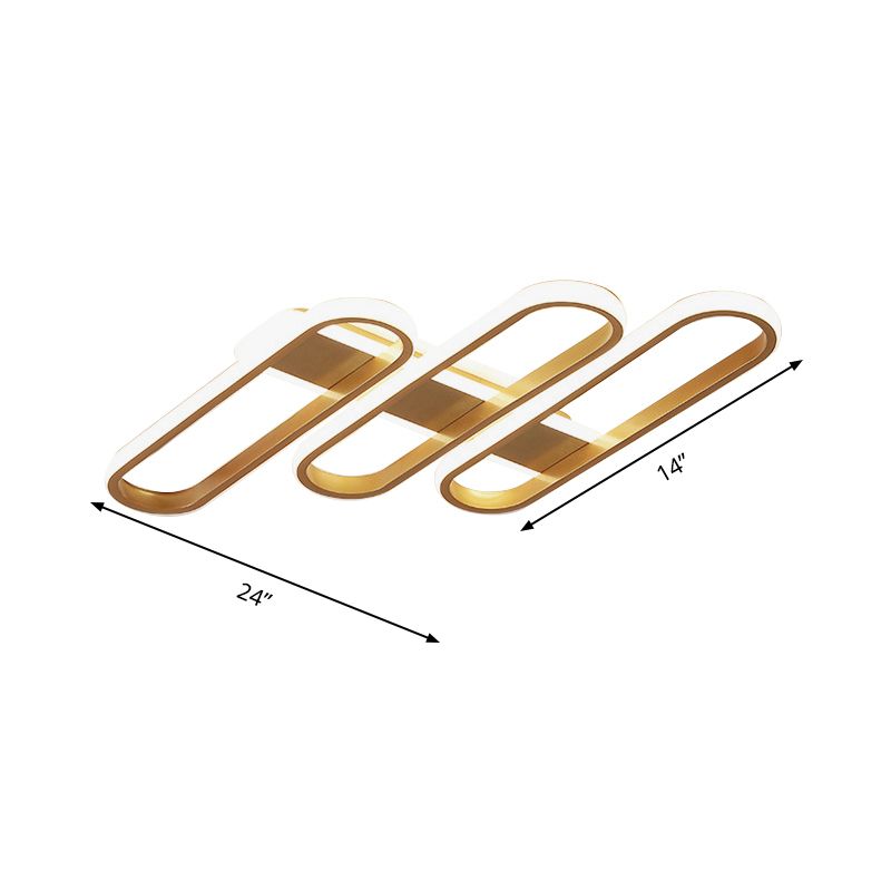 Oval Ceiling Lamp Modern Acrylic LED Gold Flush Mount Lighting in Warm/White Light for Living Room