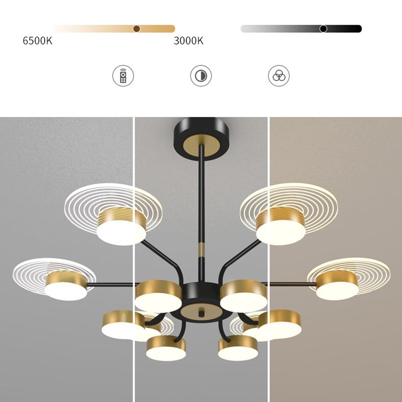 Bloemen woonkamer kroonluchter verlichting acryl minimalistische led hanger lamp in black-gold