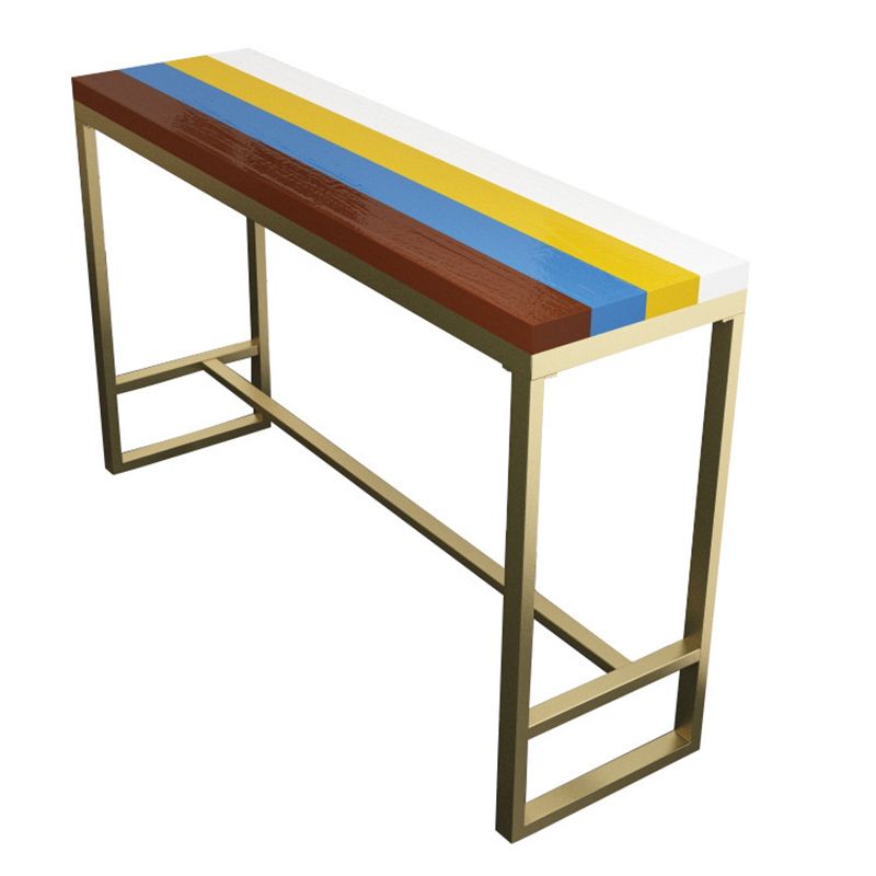 Glam Style Rectangle Bar Table Fixed Bar Dining Table with Footrest