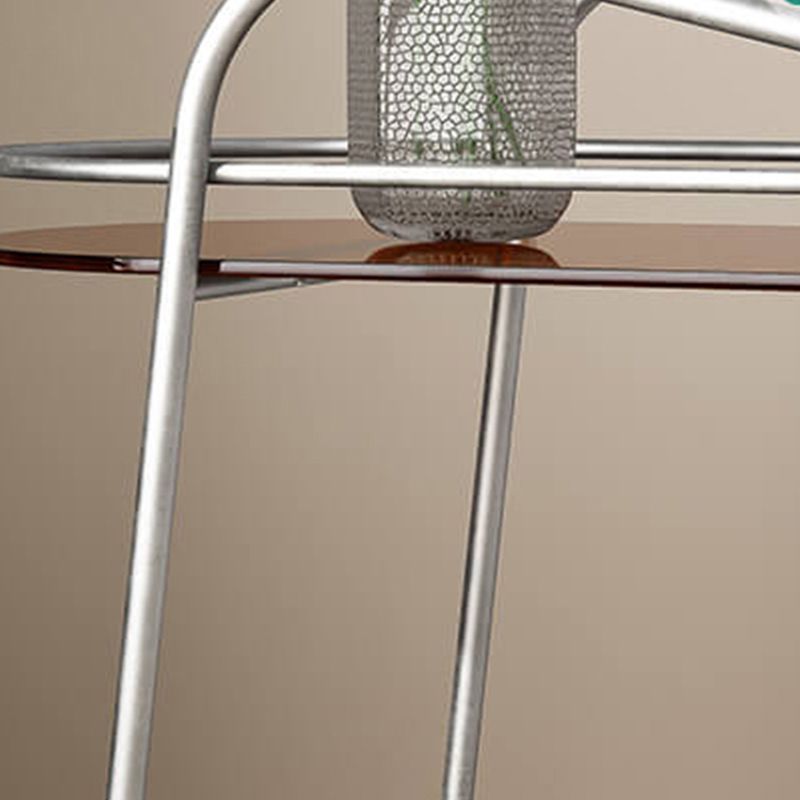 Modern Glass Side Table 4 Legs Oval Side End Table with Storage