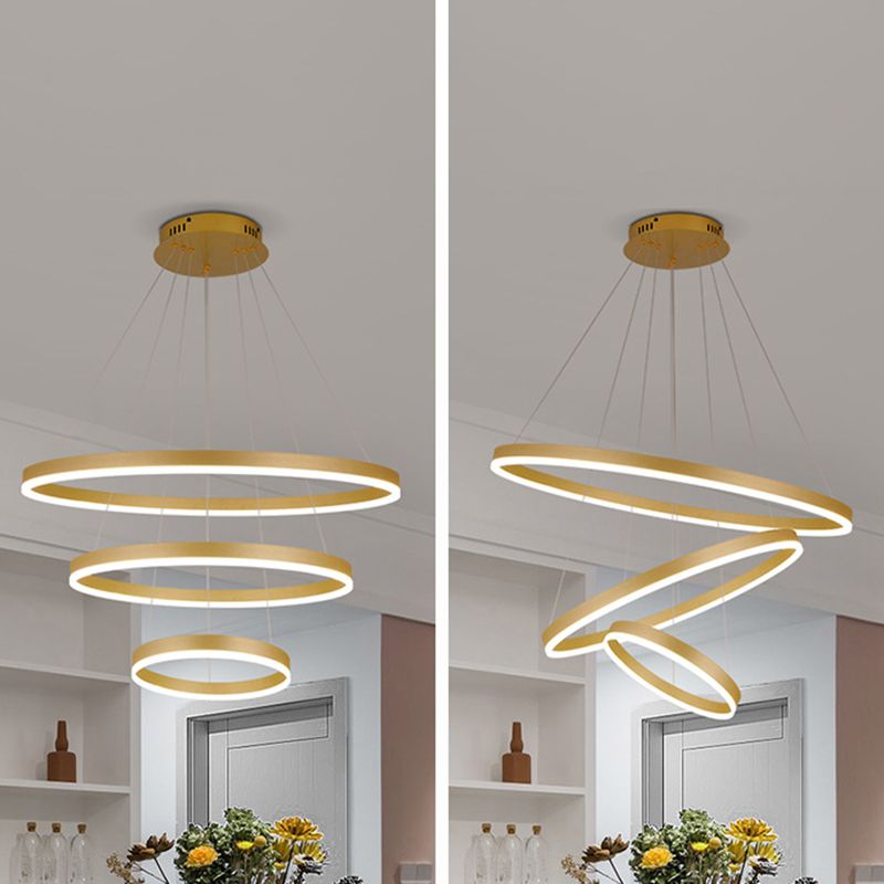 Anillo de 3 luces Luz de techo colgante de lámpara de lámpara de metal de estilo moderno