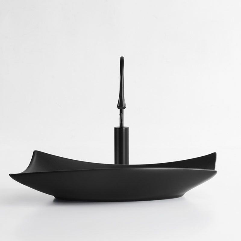 Modern Bathroom Sink Porcelain Specialty Vessel Bathroom Sink with Pop-Up Drain