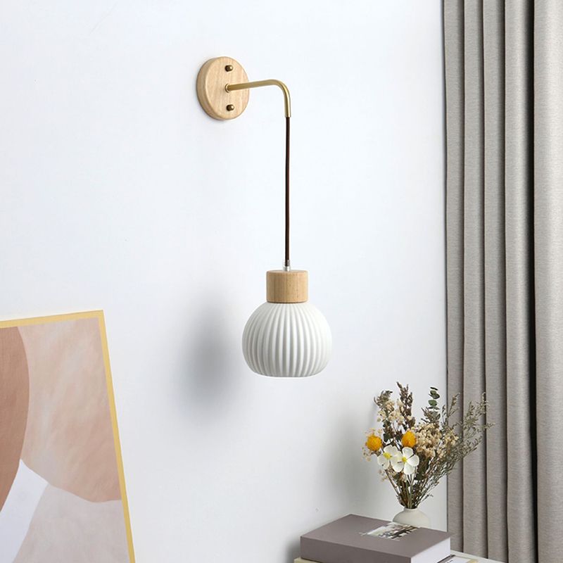 Modern Simple Wall Light Geometry Shape Wall Lamp with Ceramics Shade for Living Room
