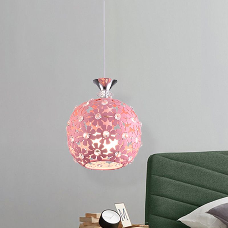 Luce a sospensione per goccia floreale rosa con design sfera minimo 1 lampadina a soffitto del soffitto