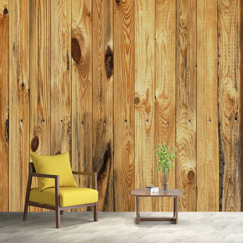 Customized Mildew Resistant Wall Mural Soft Color Wood Textured Pattern Wall Covering