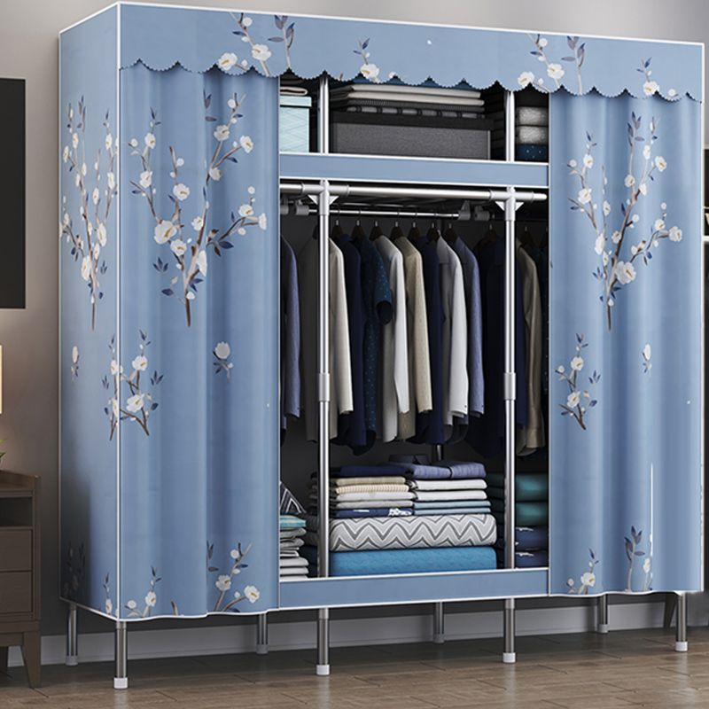Modern Style Wardrobe Metal Wardrobe Closet with Garment Rod