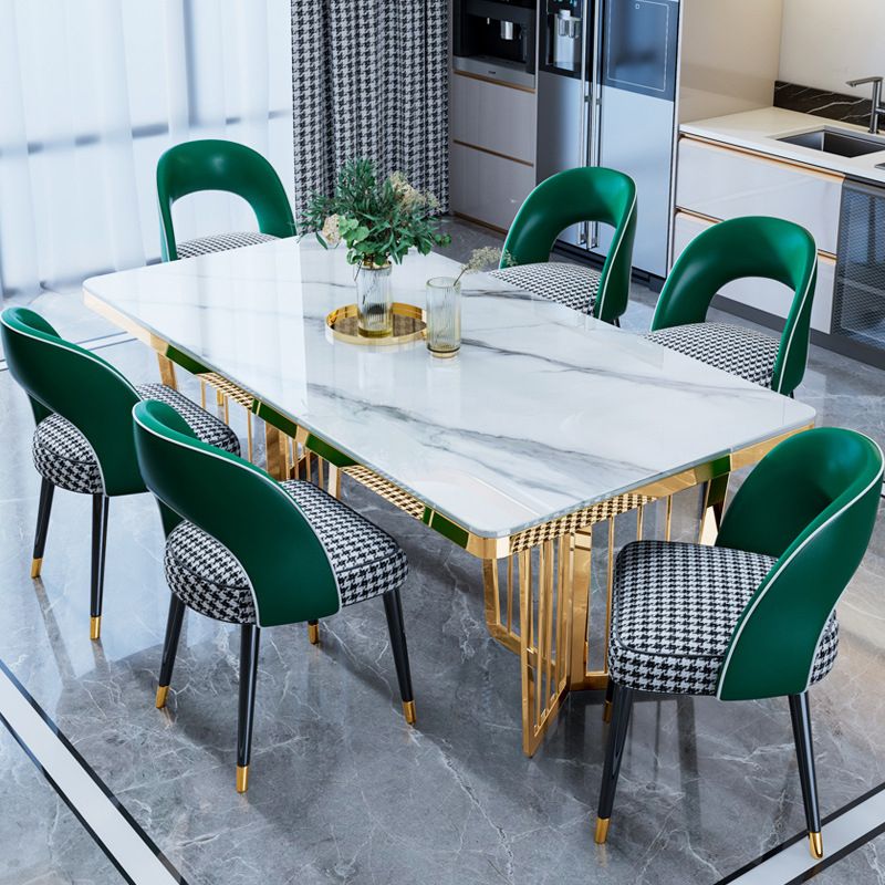 Traditional Luxury Dining Table Black Marble Rectangle Dining Table for Home