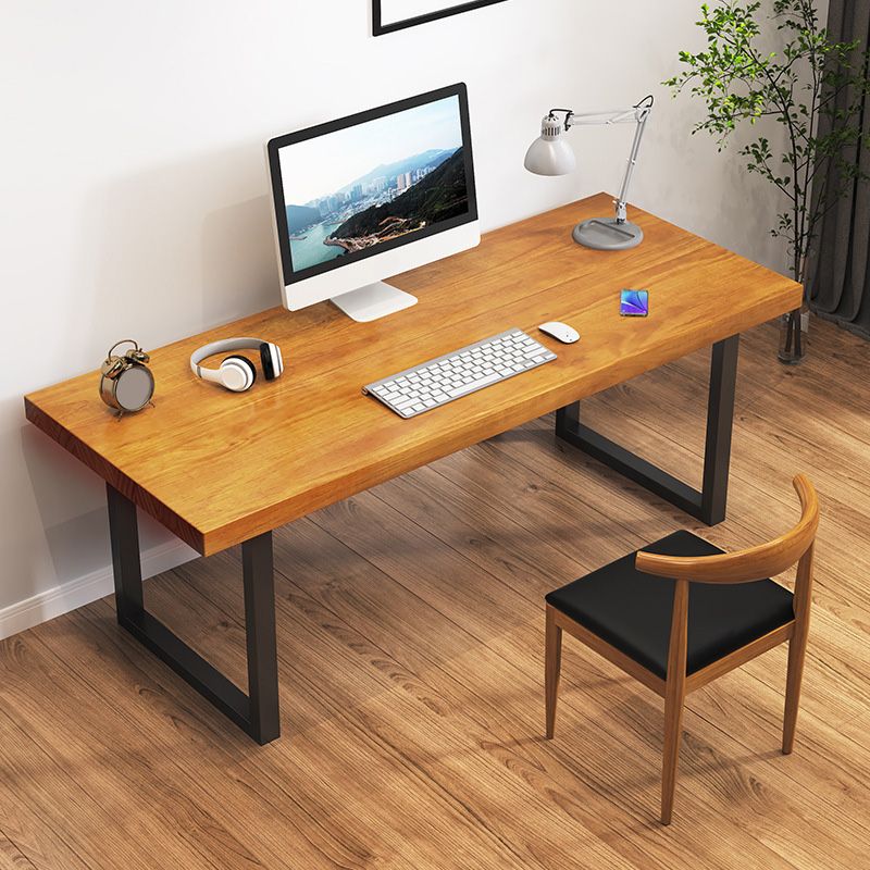 Contemporary Wooden Gaming Desk in Brown30"H Desk with Iron Legs