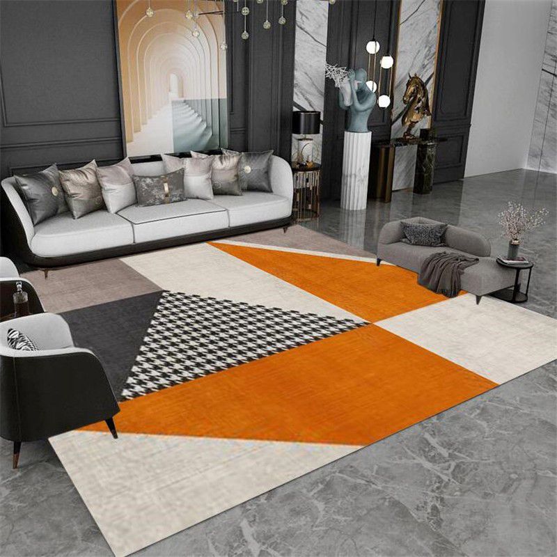 Gorgeous Orange Tone Carpet Modern Polyster Area Rug Living Room Carpet with Non-Slip Backing