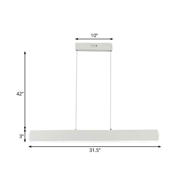 Linearanhänger leichte minimalistische Acryl weiße LED Hängende Deckenleuchte für Esszimmer, 31,5 "/39" breit