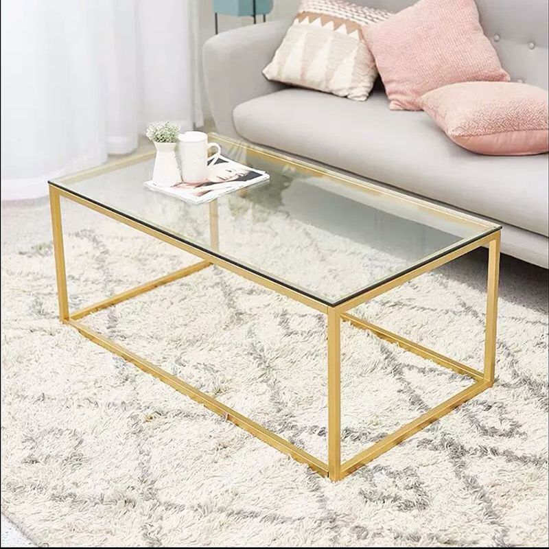 Contemporary Rectangular Glass Frame Base Coffee Cocktail Table