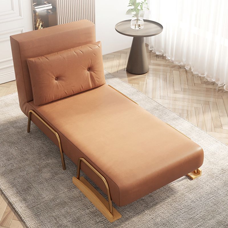 Glam Faux leather Futon Sleeper Sofa in Orange Pillow Included