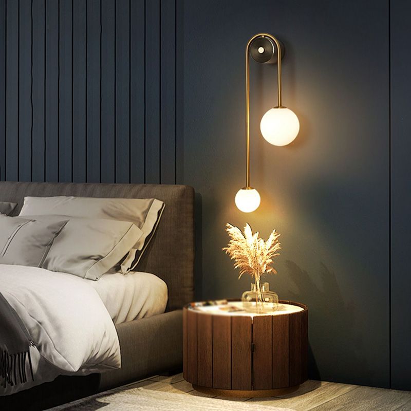 Light Luxury Style Wall Mount Light Copper Ball Shape Wall Lamp for Bedroom