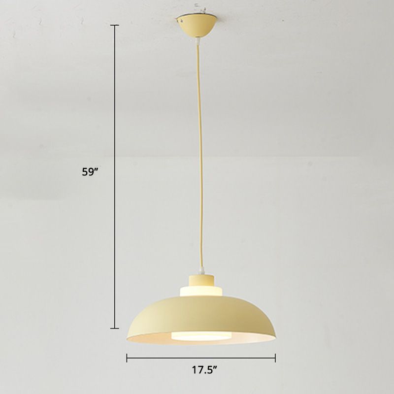 Bol en aluminium plafonnier pendrier léger macaron à la lampe à bulbe unique avec insert de l'ombre acrylique