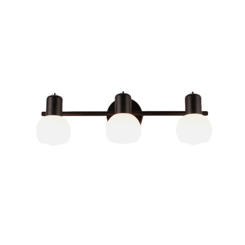 3-Bulb Wall Sconce Lighting with Bubble Shade Opal Glass Modern Bathroom Light Fixture in Black/White