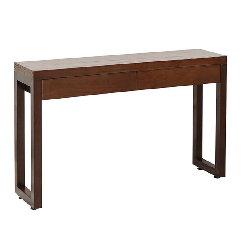 Console Sofa Table with 2 Drawers in Dark Brown Wooden Console Table