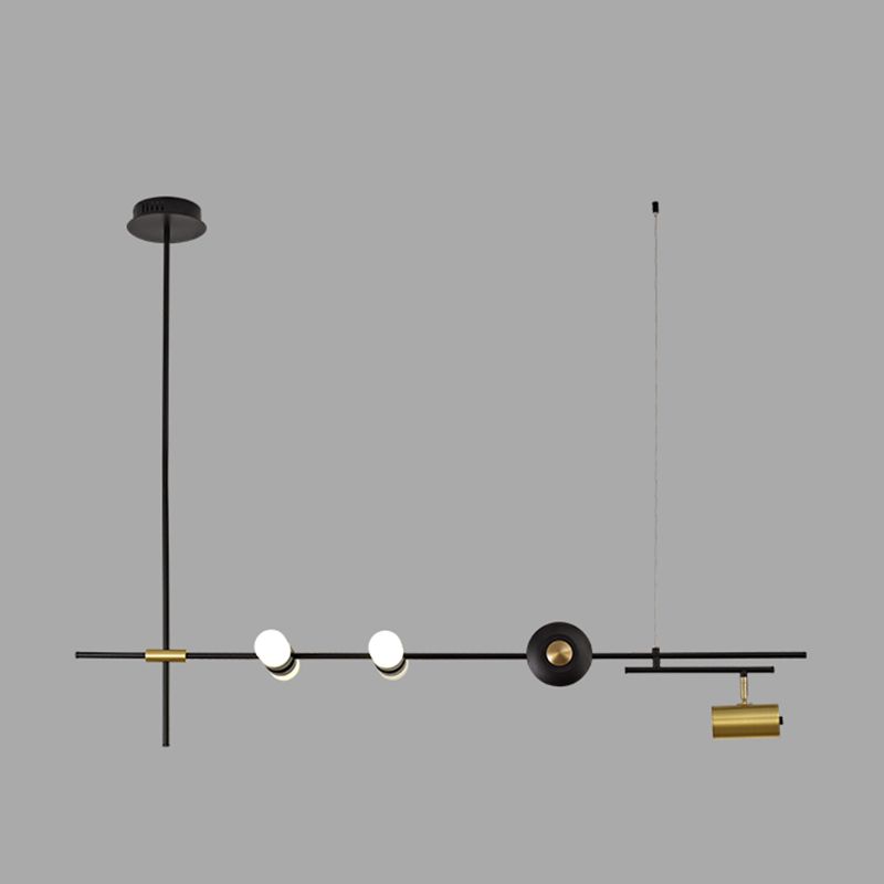 Luces colgantes de estilo contemporáneo de aluminio Fixtura de iluminación de isla lineal negra para comedor