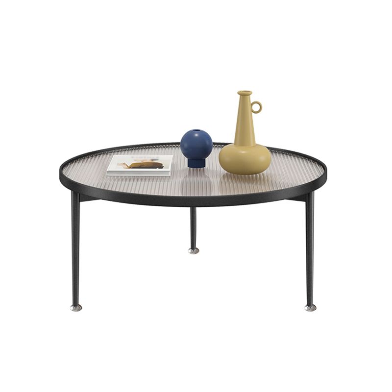 Modern Round 3 Legs Coffee Table Clear Glass Cocktail Table - 23.6"/27.6"/31.5"