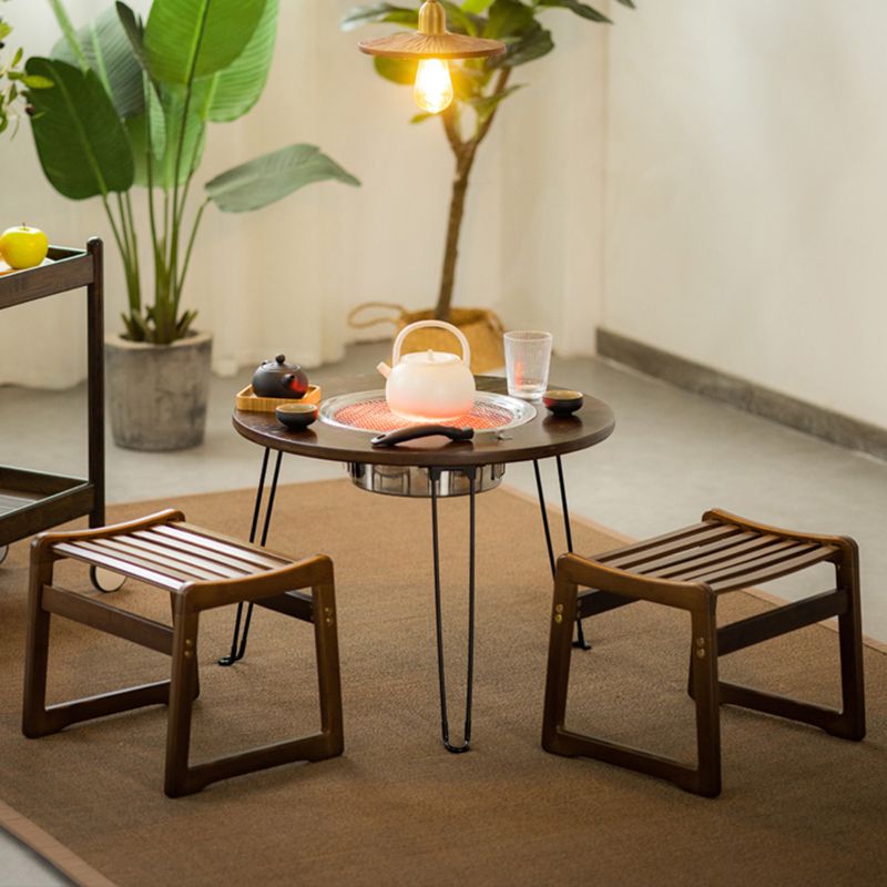 Contemporary Style Round Patio Table in Brown and Black for Home