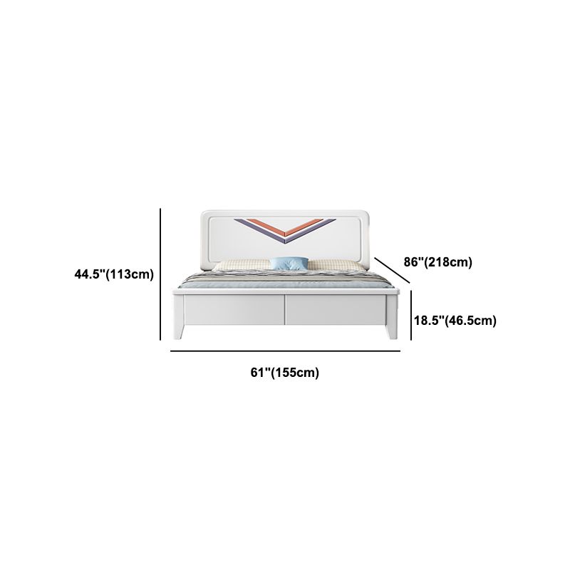 Contemporary Standard Bed Solid Wood Panel Bed with Headboard