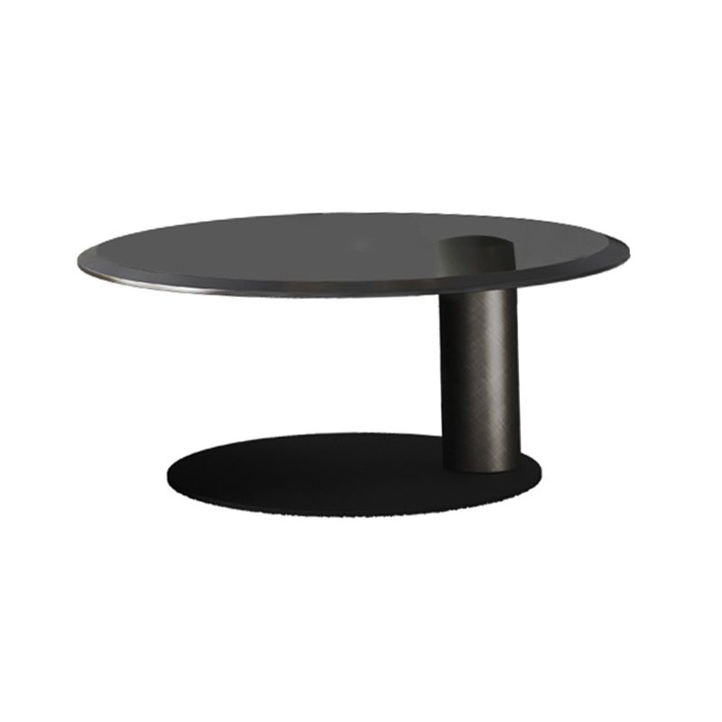 Mid-Century Modern Round Wood/Glass Coffee Table Metal Base Accent Table