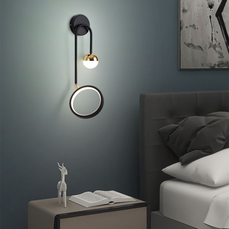 Géométrie des lumières murales de style moderne en métal à 2 lumières murales lumineuses en noir