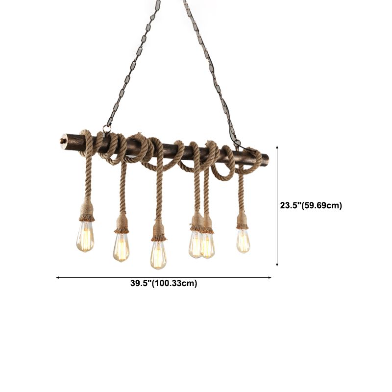 Hemp Rope Hanging Island Light Industrial Hanging Lighting Fixture for Dining Room