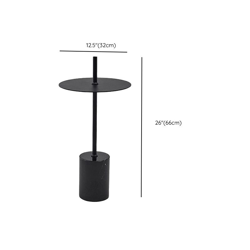 Black End Slide Table Round Living Room Pedestal Marble Corner Table